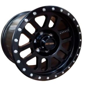 Aros 17x9.0 6x139.7 SATTIN MATTE BLACK CHROME RIVETS