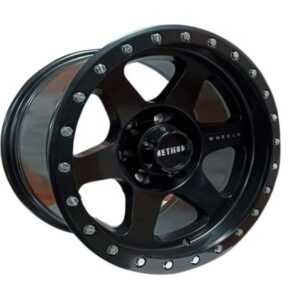 Aros 17x9.0 6x139.7 SATTIN MATTE BLACK CHROME RIVETS