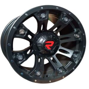 Aros 17x9.0 6x139.7 SATTIN MATTE BLACK CHROME RIVETS