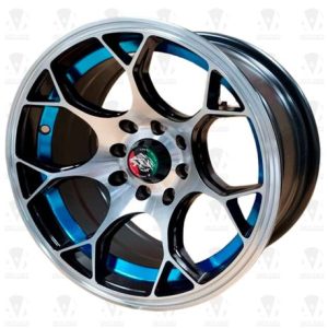 Aros 17x9.0 10x100x114.3 ET 10 CB 73.1 BLUE UNDERCUT BLACK MACHINED FACE